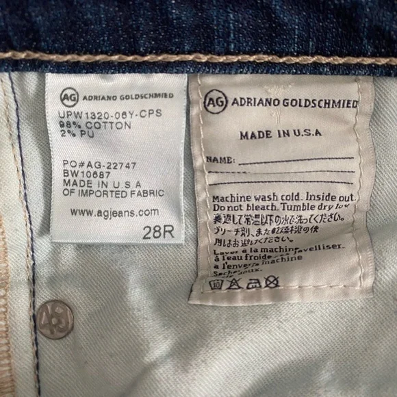 AG Adriano Goldschmied Women's Tomboy Dark Blue Cropped Jeans Sz 28 - Picture 7 of 7